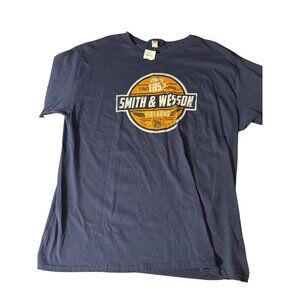 Smith & Wesson Logo Navy Blue T Shirt Fruit of Loom Front Graphic Size XL NWT